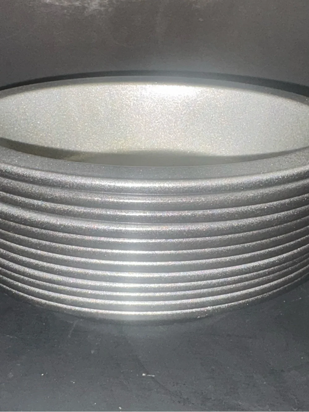 12 piece Set of Metallic Silver Mini Pie Pans (Stackable). Oval
